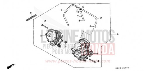CARBURETOR (ASSY.) NTV650T de 1996
